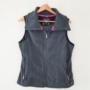 Calvin Klein fleece vest pink trim inside women's size large